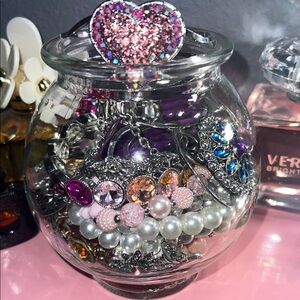 Colorful Jewelry Collection in Glass Jar